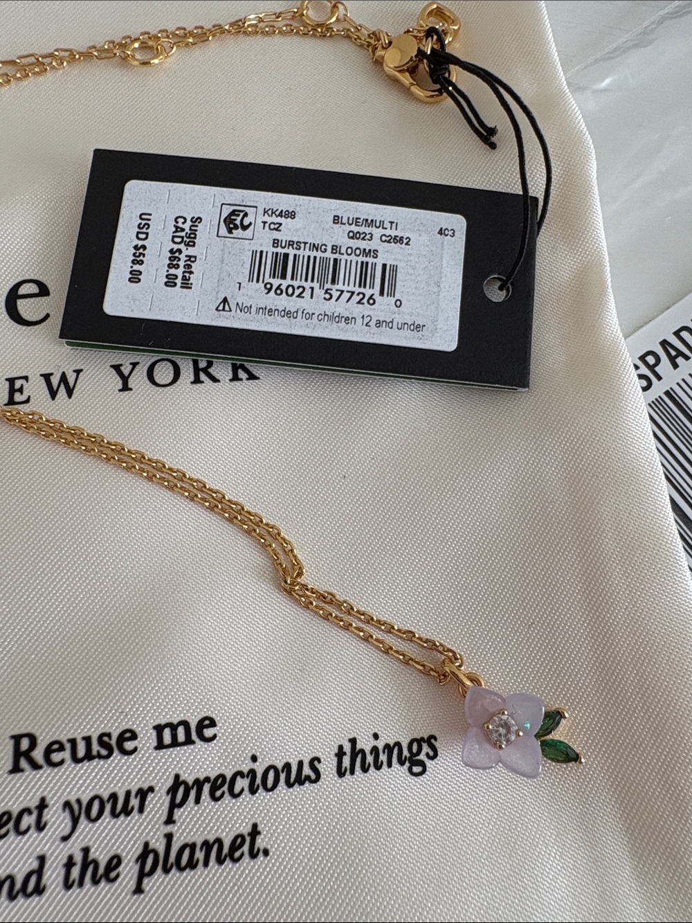 kate spade new york Bursting Blooms Cubic Zirconia Flower Necklace 16-19" - Picture 2 of 5